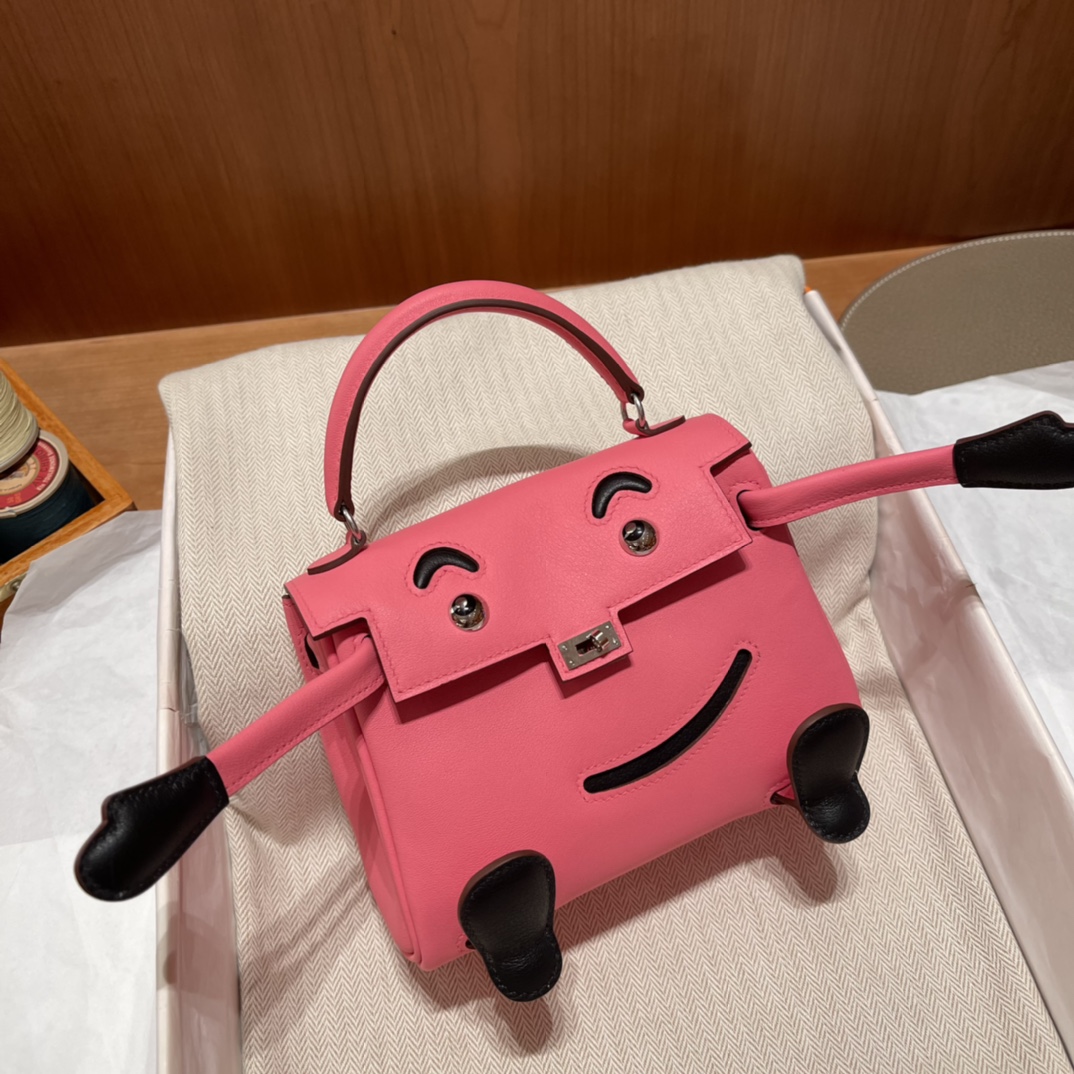 HERMES 爱马仕 Kelly Doll 千禧娃娃包 Swift皮 8W 唇膏爱/89 黑色 进口蜜蜡线 全手工制作