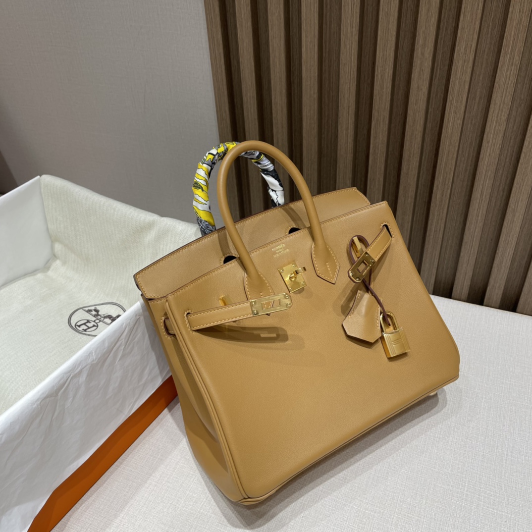 HERMES 爱马仕 Birkin 25cm swift皮 2S 芝麻色Sesame 比金棕更显年轻 进口蜜蜡线 全手工制作