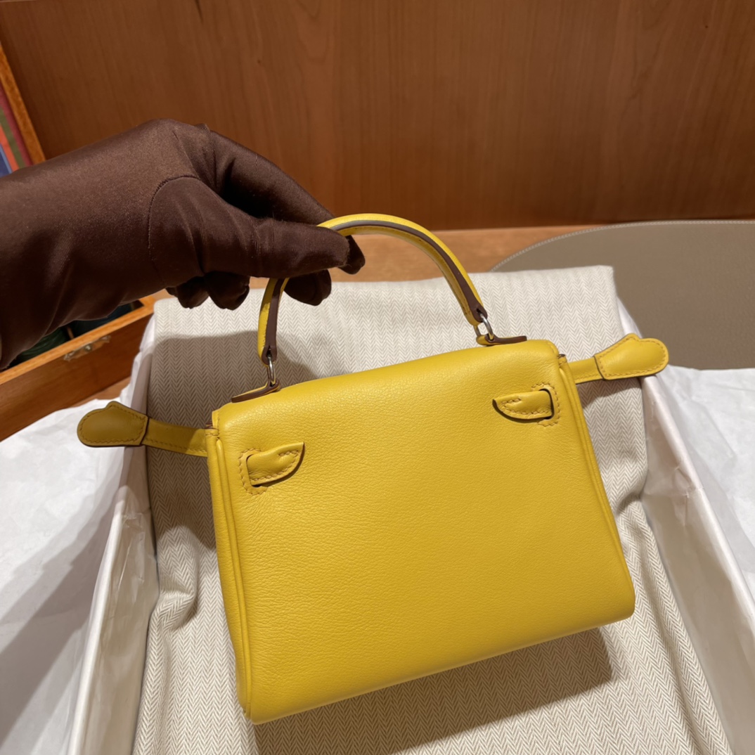 HERMES 爱马仕 Kelly Doll 娃娃包 千禧娃娃 可可爱爱 9O 那不勒斯黄/9i 玉兰粉 进口蜜蜡线 全手工制作