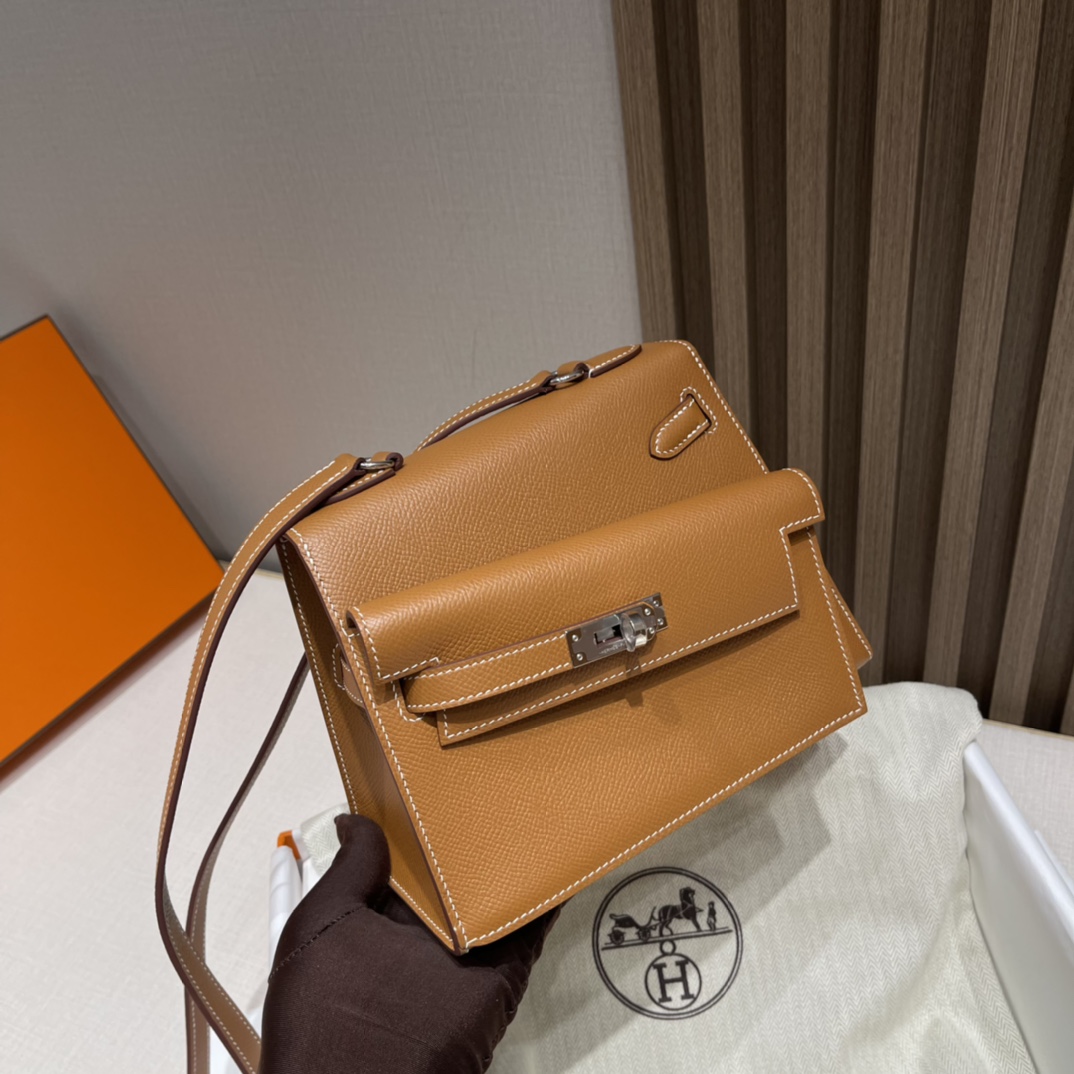 HERMES 爱马仕 desordre双面kelly swift皮 CK37 金棕色 进口蜜蜡线 全手工制作