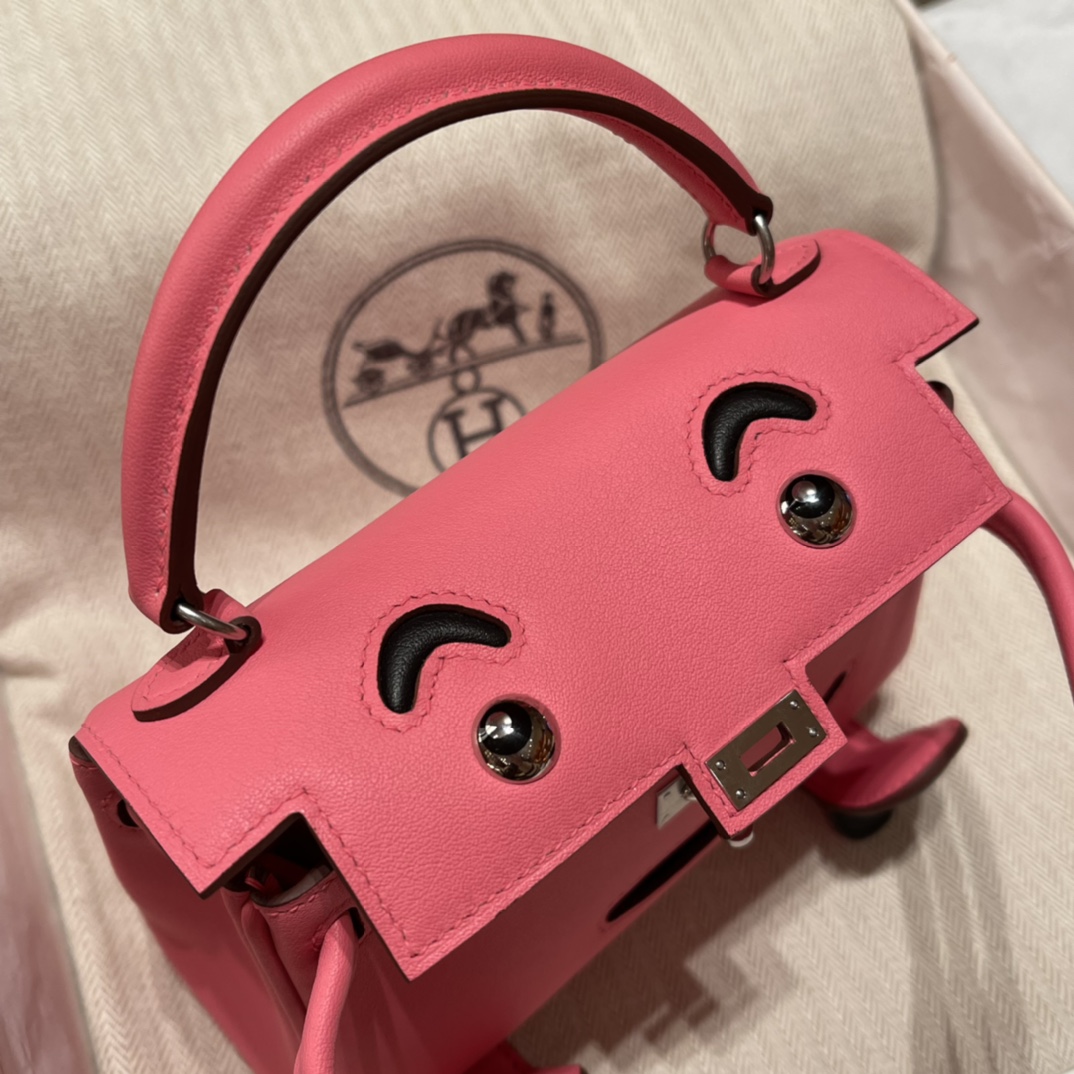 HERMES 爱马仕 Kelly Doll 千禧娃娃包 Swift皮 8W 唇膏爱/89 黑色 进口蜜蜡线 全手工制作