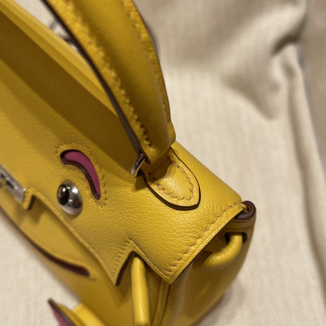 HERMES 爱马仕 Kelly Doll 娃娃包 千禧娃娃 可可爱爱 9O 那不勒斯黄/9i 玉兰粉 进口蜜蜡线 全手工制作