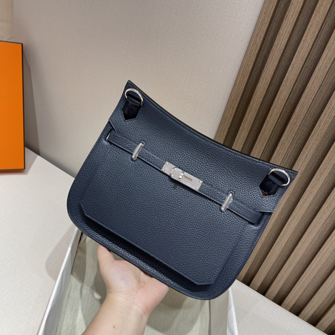 HERMES 爱马仕 Jypsiere吉普赛 28cm Clemence皮 2Z Bieu Nult午夜蓝 进口蜜蜡线 全手工制作