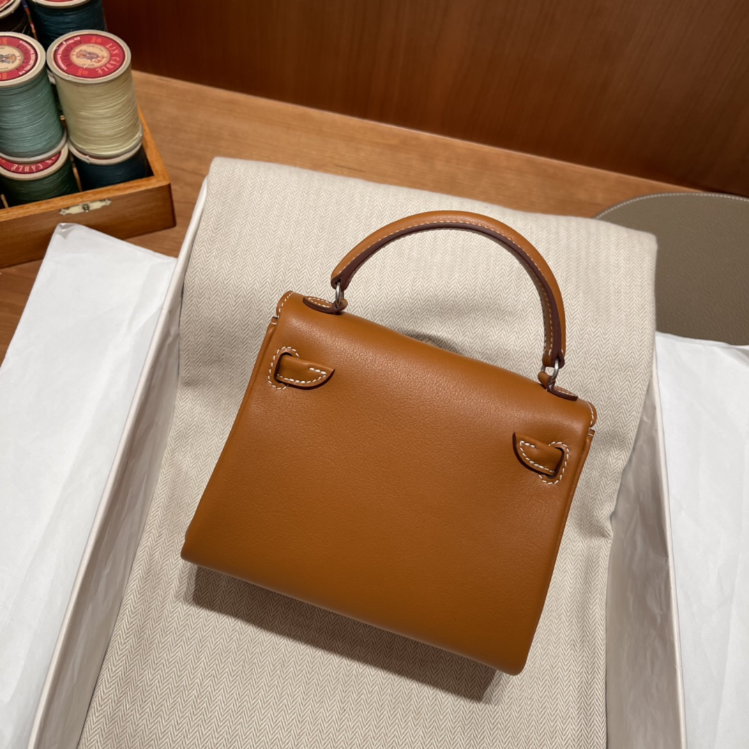 HERMES 爱马仕 Kelly Doll 娃娃包 千禧娃娃 可可爱爱 37 金棕/10 奶昔白 进口蜜蜡线 全手工制作