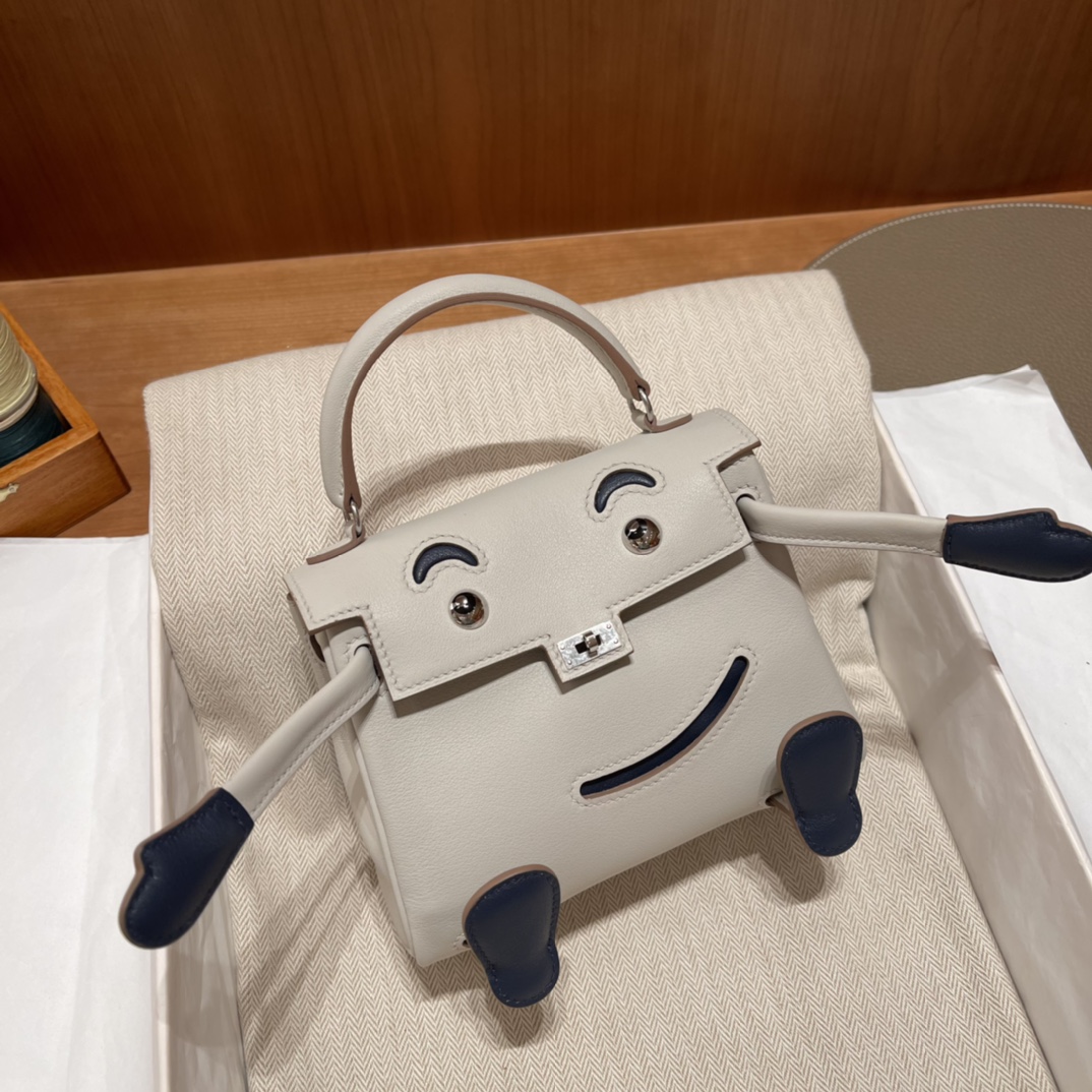 HERMES 爱马仕 Kelly Doll 娃娃包 千禧娃娃 可可爱爱 亲子包首选 80 珍珠灰/73 宝石蓝 进口蜜蜡线 全手工制作