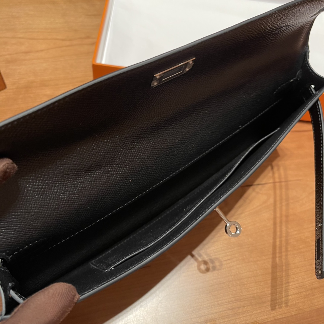 HERMES 爱马仕 Kelly cut 31cm Epsom皮 经典手包/晚宴包 89 黑色Noir 进口蜜蜡线 全手工制作