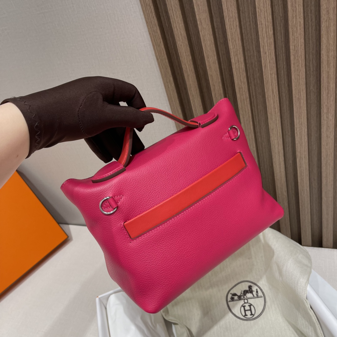 HERMES 爱马仕 Kelly2424 mini Evercolor/swift 0D 玫瑰墨西哥粉Rose Mexico/S3 心红Rouge de Coeur 进口蜜蜡线 全手工制作