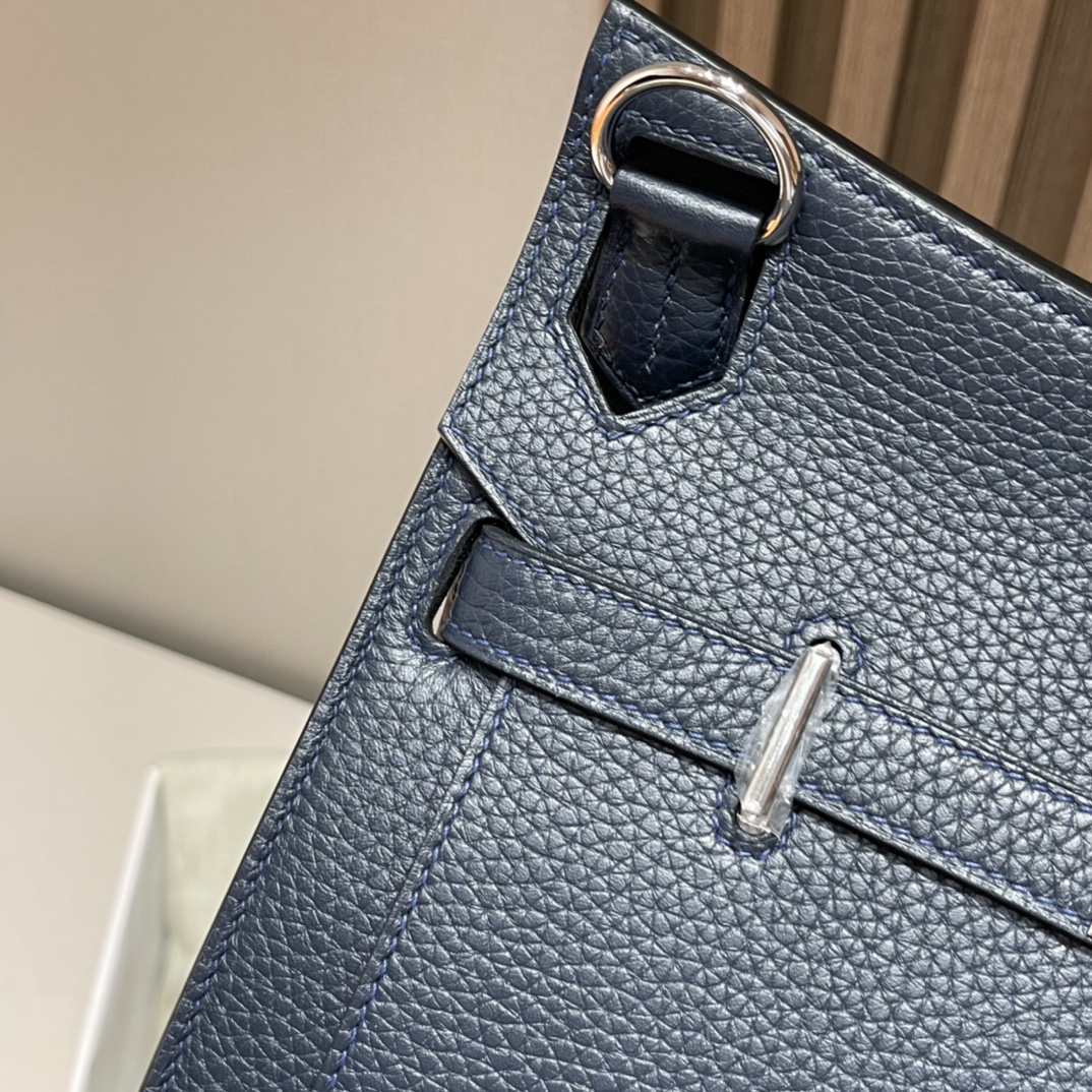 HERMES 爱马仕 Jypsiere吉普赛 28cm Clemence皮 2Z Bieu Nult午夜蓝 进口蜜蜡线 全手工制作