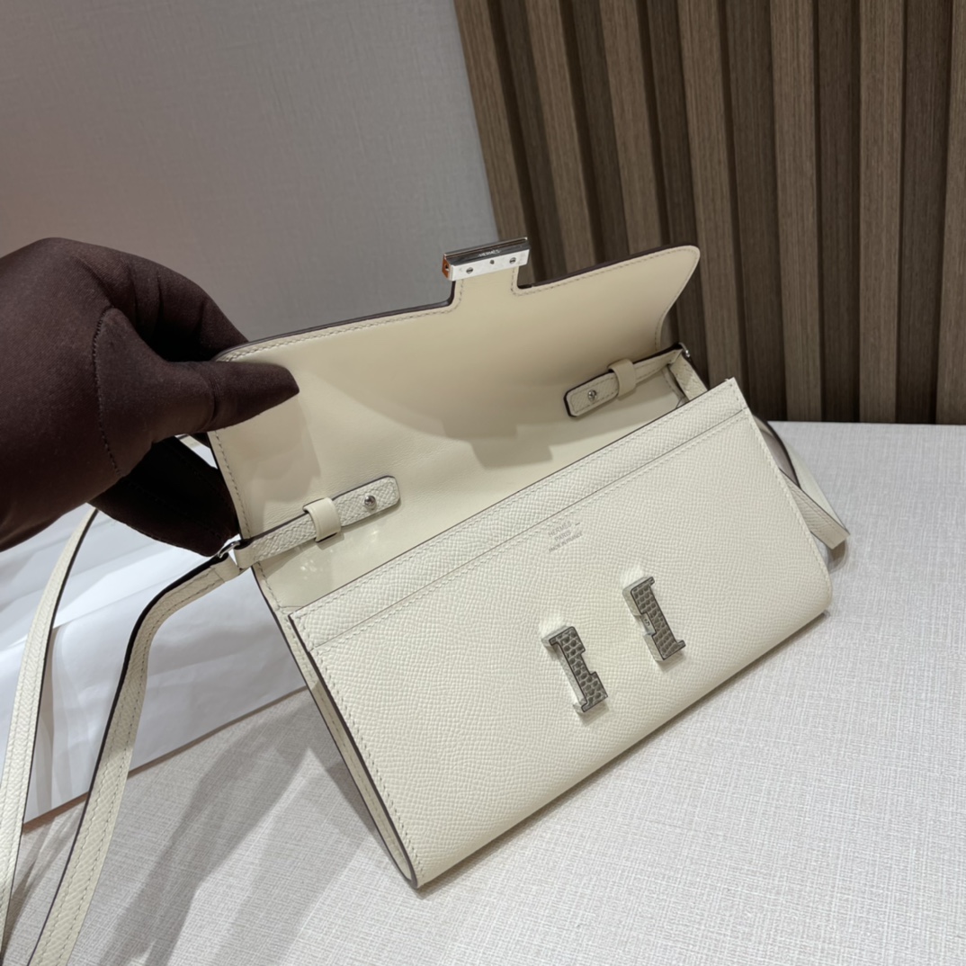 HERMES 爱马仕 Kelly to go Epsom皮 i2 Nata奶油白 康康/空姐 斜挎 Woc 进口蜜蜡线 全手工制作