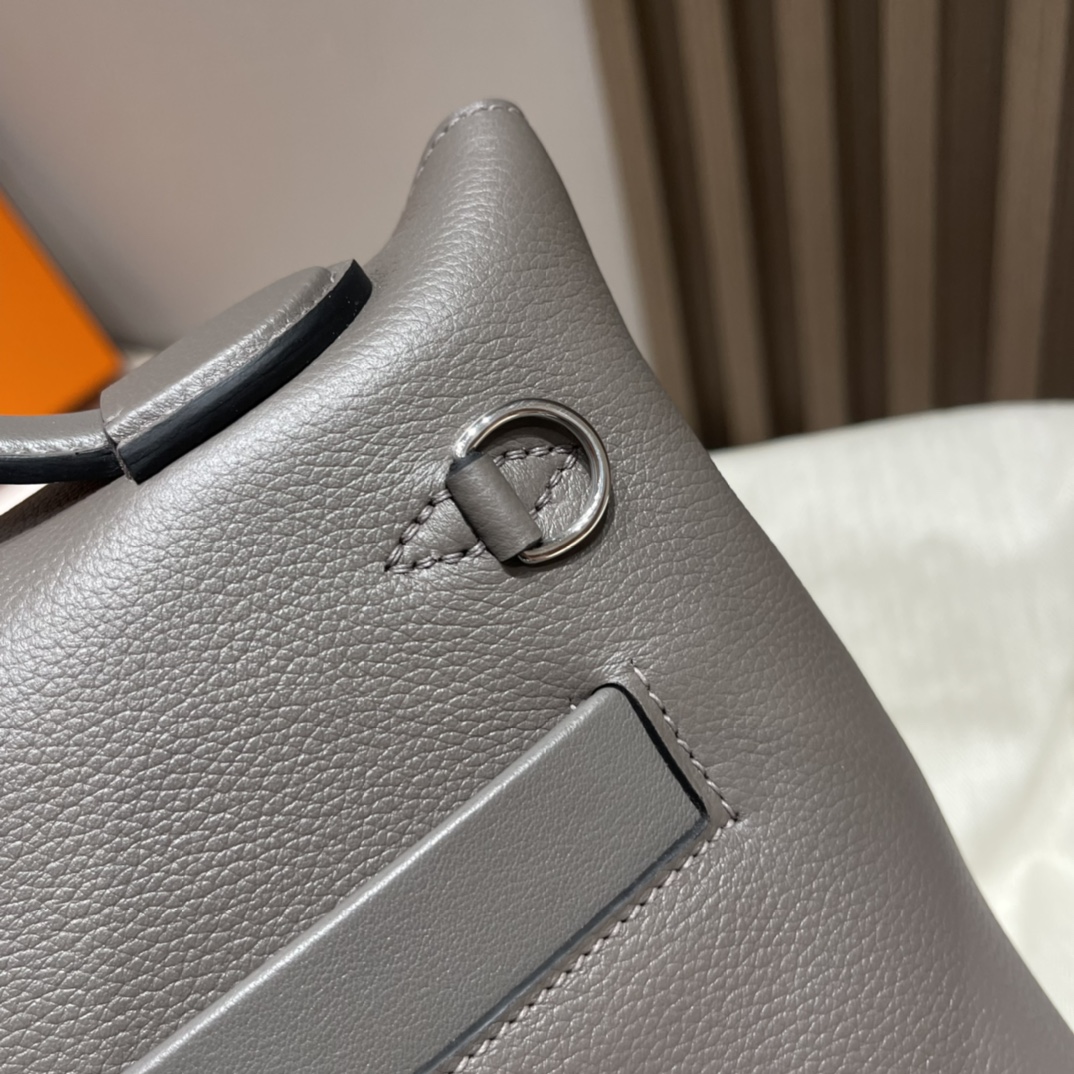 HERMES 爱马仕 Kelly24/24 mini 21cm Evercolor/swift 8F 锡器灰Etain 银扣 进口蜜蜡线 全手工制作