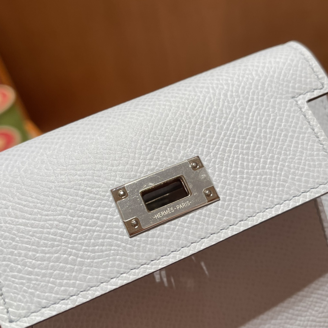 HERMES 爱马仕 Kelly Pocket 卡包 Epsom T0 雾蓝色Blue Brume️ 进口蜜蜡线 全手工制作