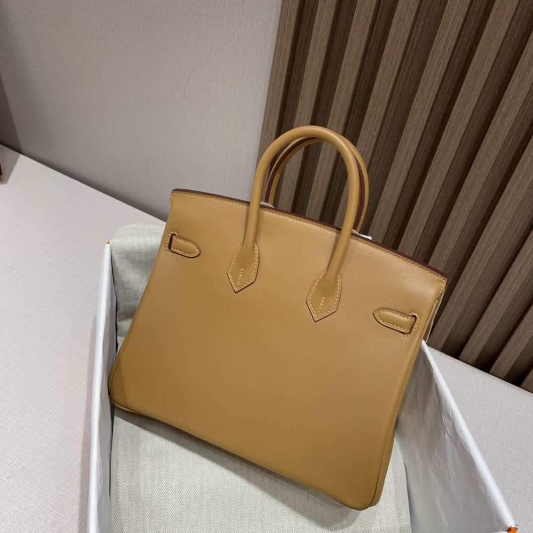 HERMES 爱马仕 Birkin 25cm swift皮 2S 芝麻色Sesame 比金棕更显年轻 进口蜜蜡线 全手工制作
