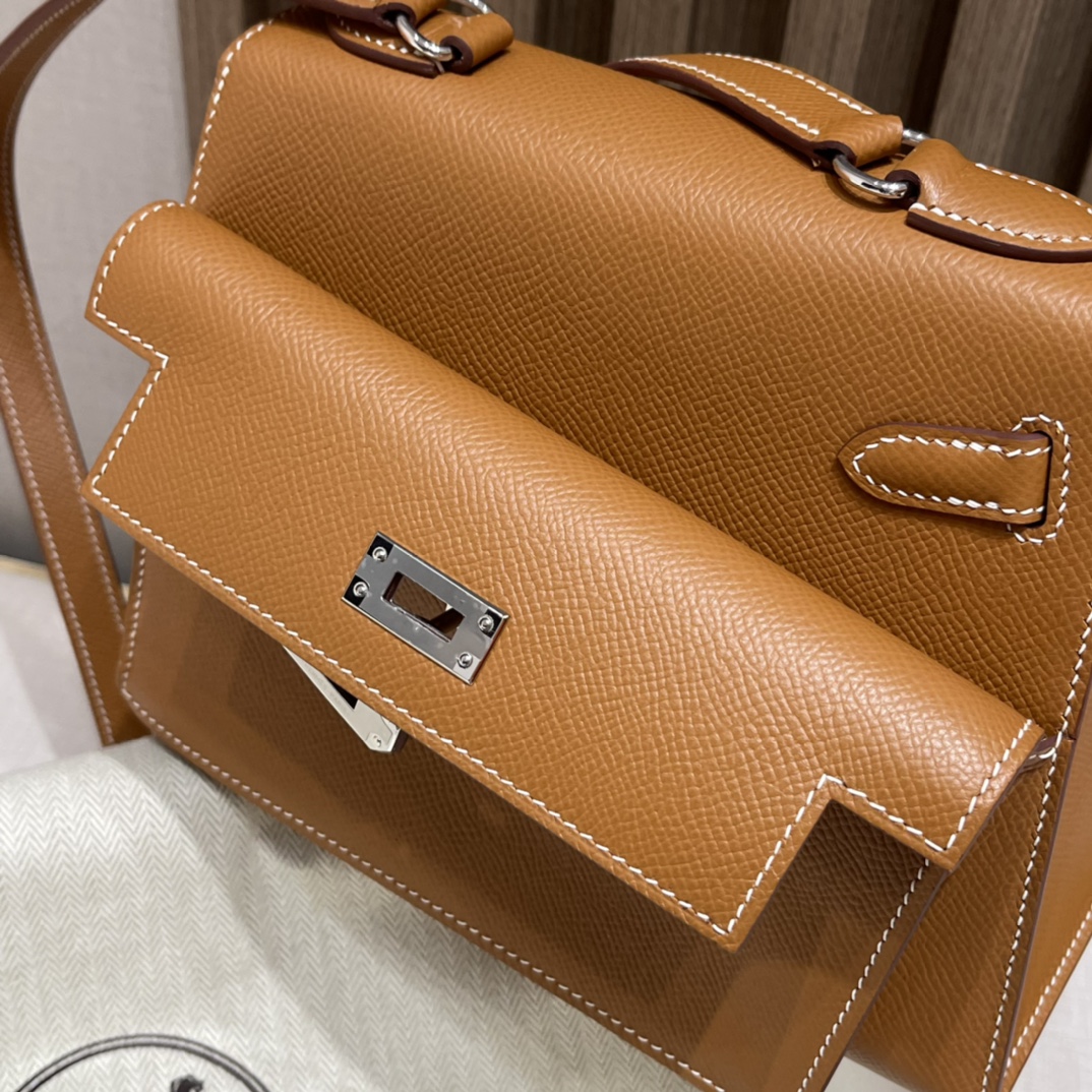 HERMES 爱马仕 desordre双面kelly swift皮 CK37 金棕色 进口蜜蜡线 全手工制作
