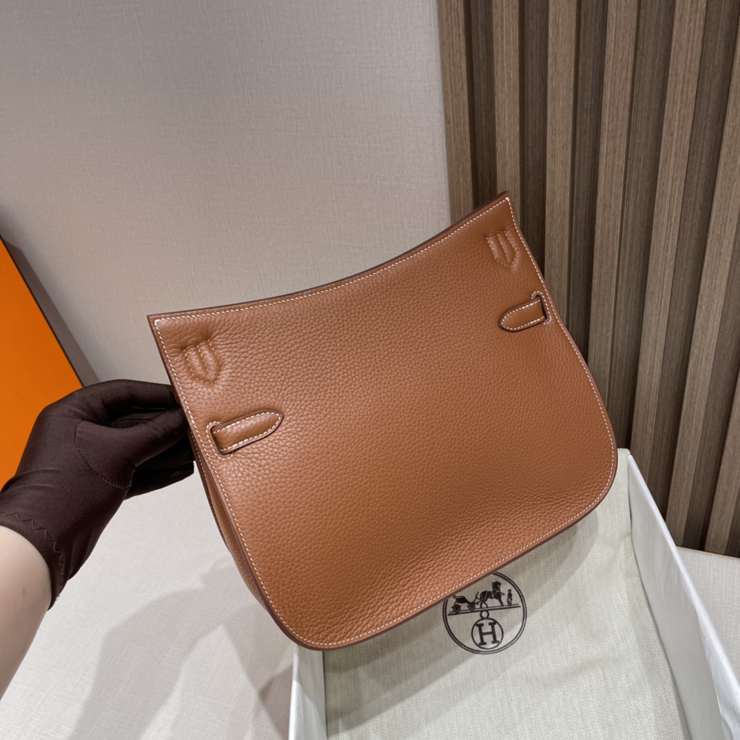 HERMES 爱马仕 Jypsiere吉普赛 28cm Clemence皮 37 金棕Gold 进口蜜蜡线 全手工制作
