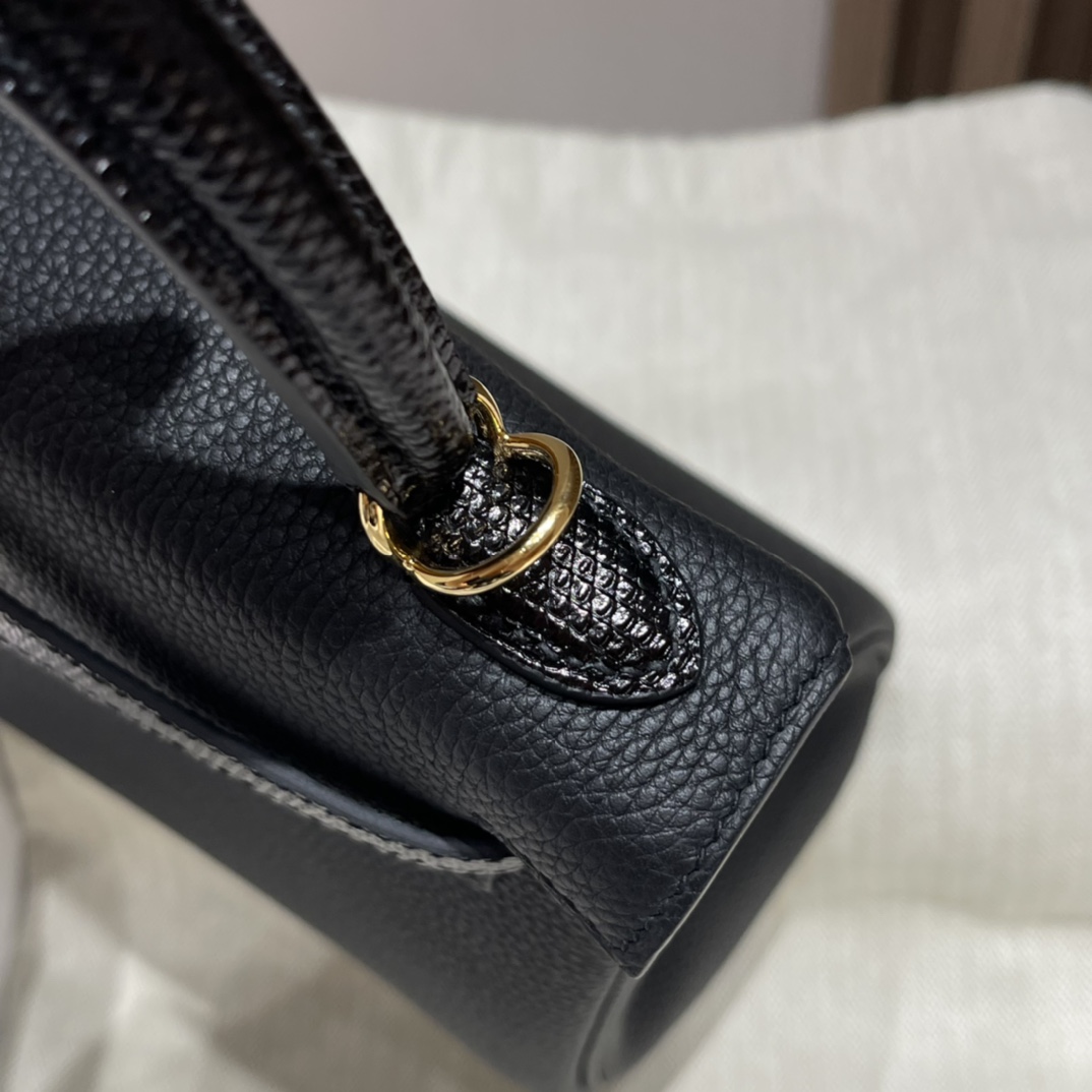 HERMES 爱马仕 Kelly Touch 25cm 内缝Retourne Togo/蜥蜴皮 89 黑色Noir 