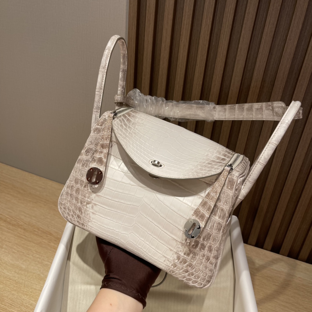 HERMES 爱马仕 【现货】 Alligator 美洲鳄 Mini Lindy 1 Himalaya喜马拉雅
