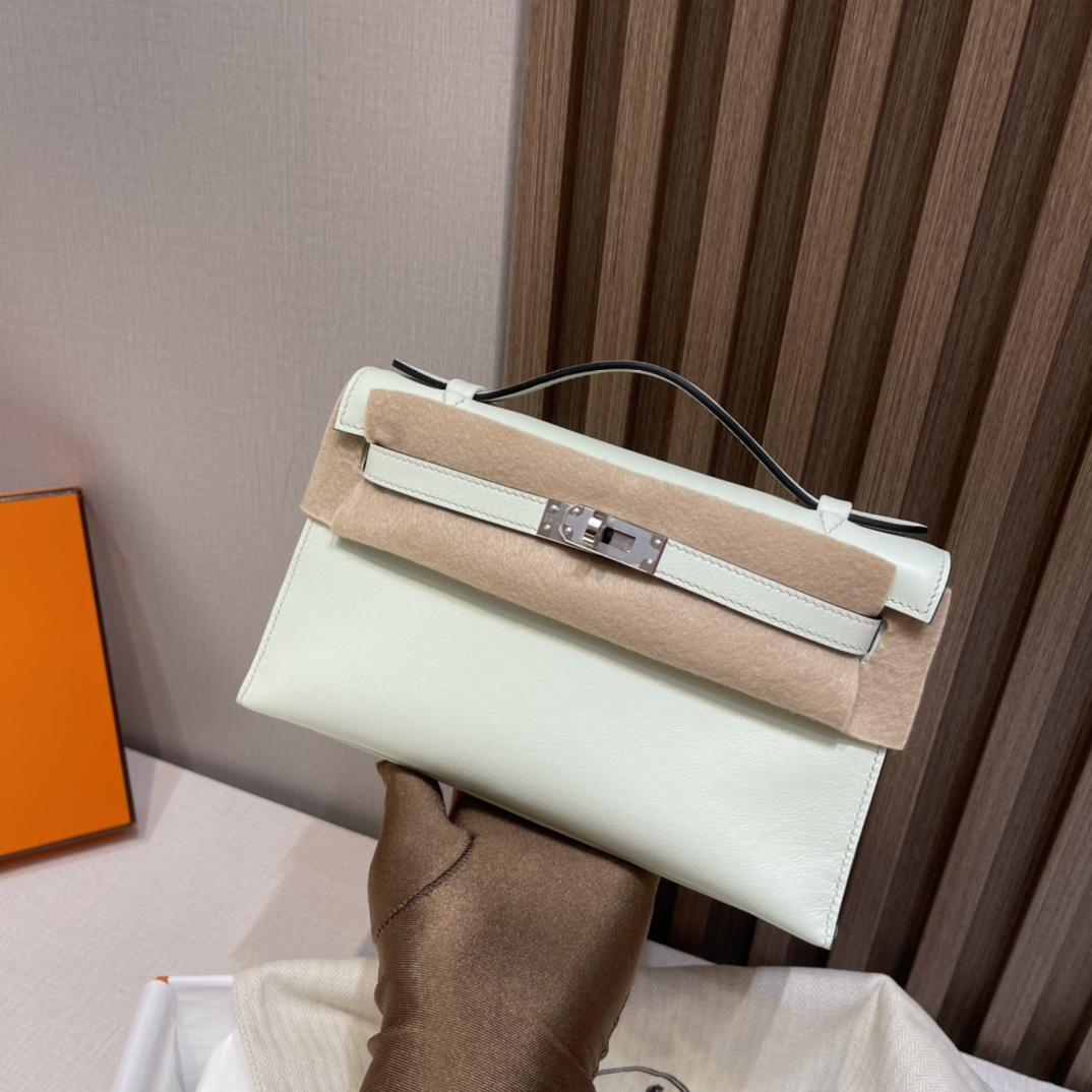 HERMES 爱马仕Mini Kelly 1代 0S 气泡绿 22cm 银扣 Swift皮 Birkinx娇娇名品