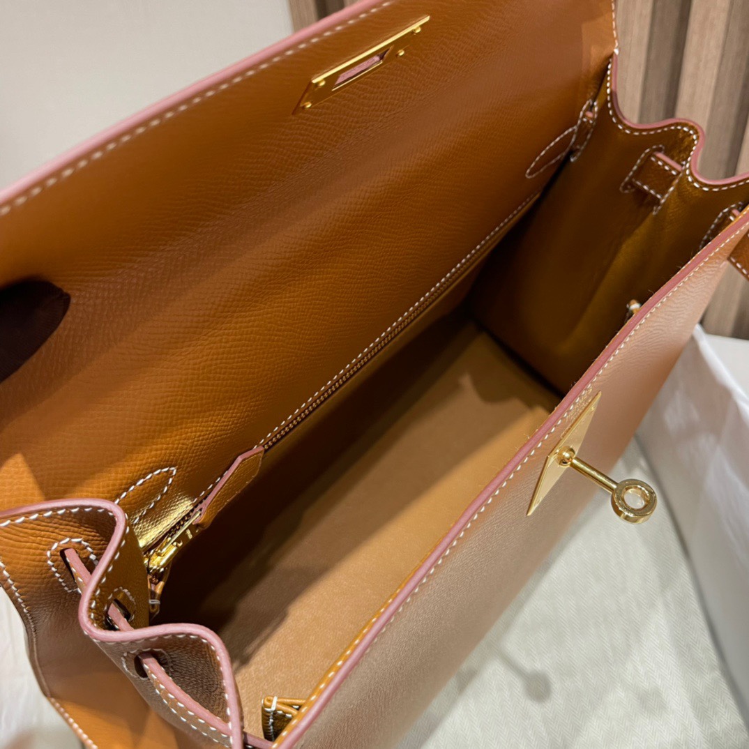 HERMES 爱马仕 Kelly 28cm Epsom皮 37 金棕Gold  外缝Sellier给人一种利落干练的感觉 作为公文包也是OK的 日常搭配不失精致感