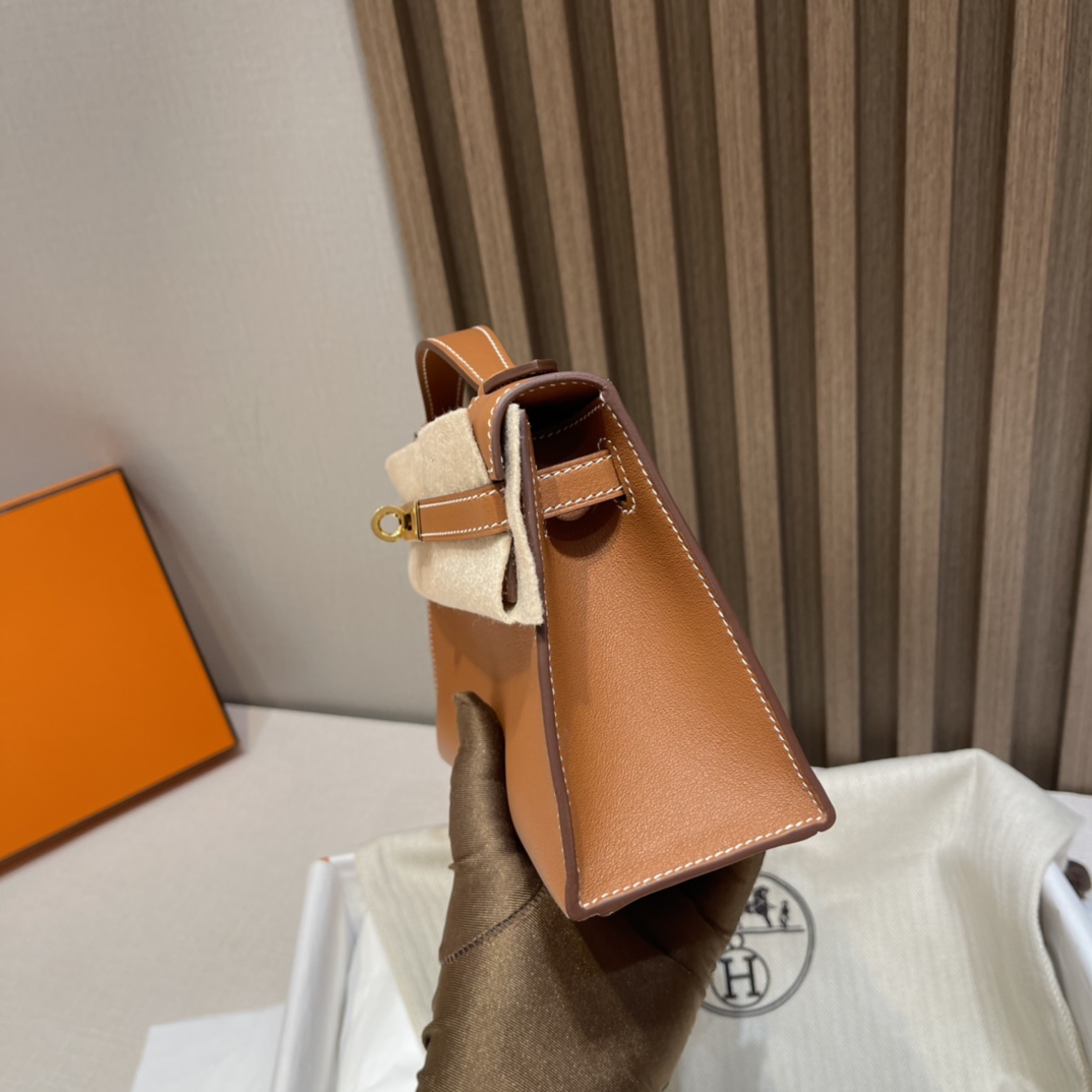 HERMES 爱马仕Mini Kelly 1代 CK37 金棕色 22cm 金扣 Swift皮 Birkinx娇娇名品