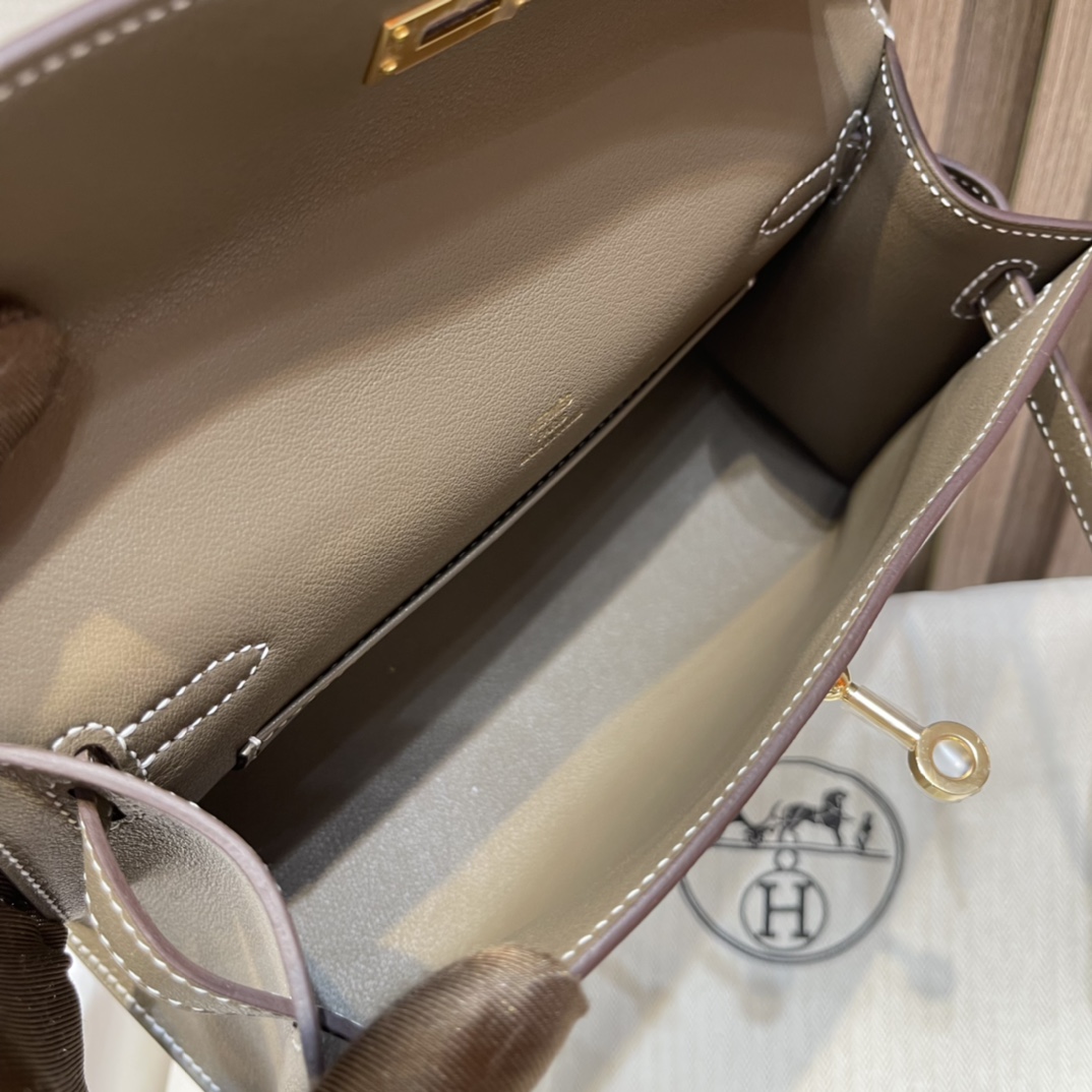 HERMES 爱马仕Mini Kelly 1代 8C Gri Elephant 大象灰 22cm 金扣 Swift皮 Birkinx娇娇名品