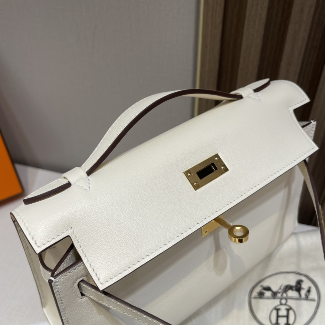 HERMES 爱马仕Mini Kelly 1代 i2 奶油白 22cm 金扣 Swift皮 Birkinx娇娇名品