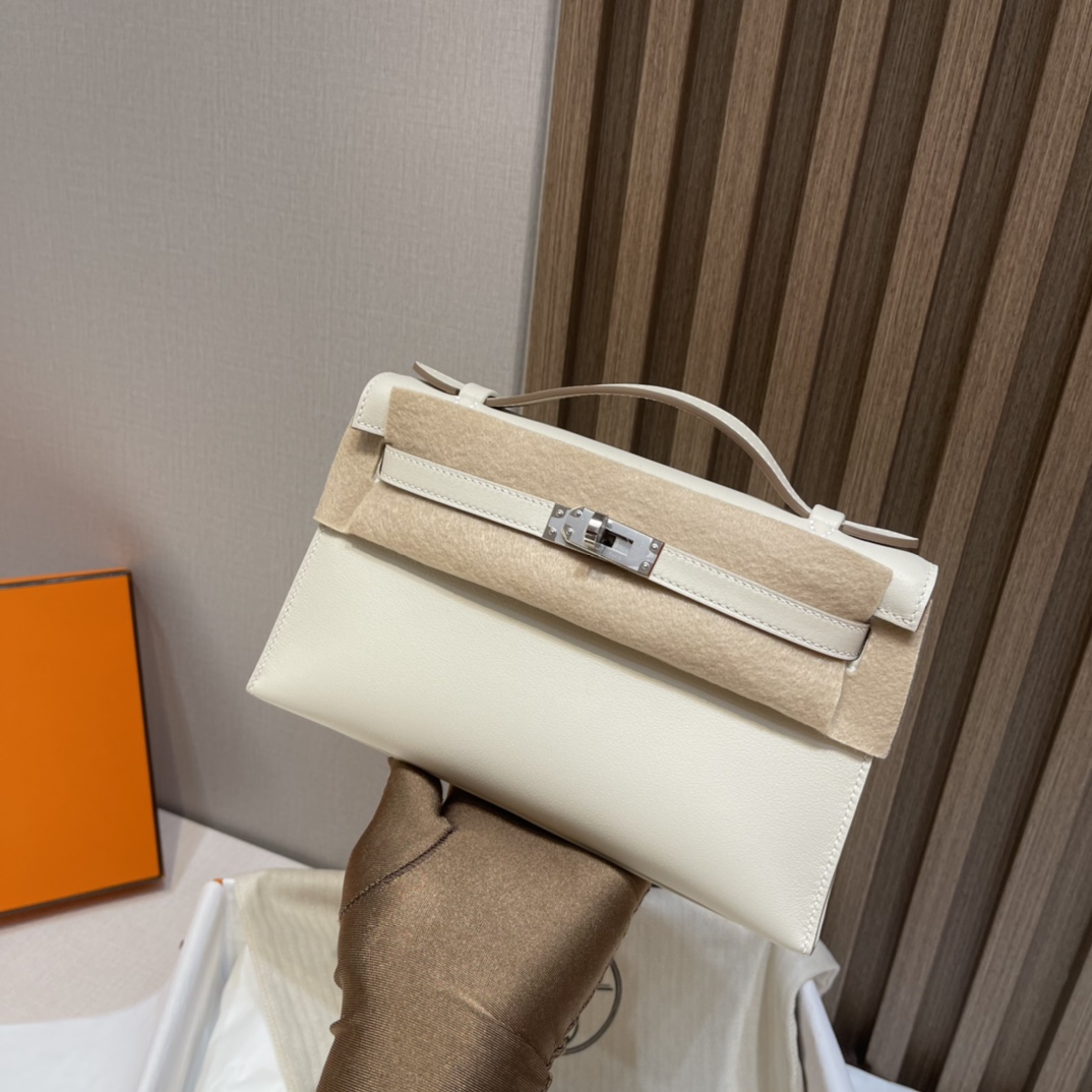 HERMES 爱马仕Mini Kelly 1代 10 Craie奶昔白 22cm 银扣 Swift皮 Birkinx娇娇名品