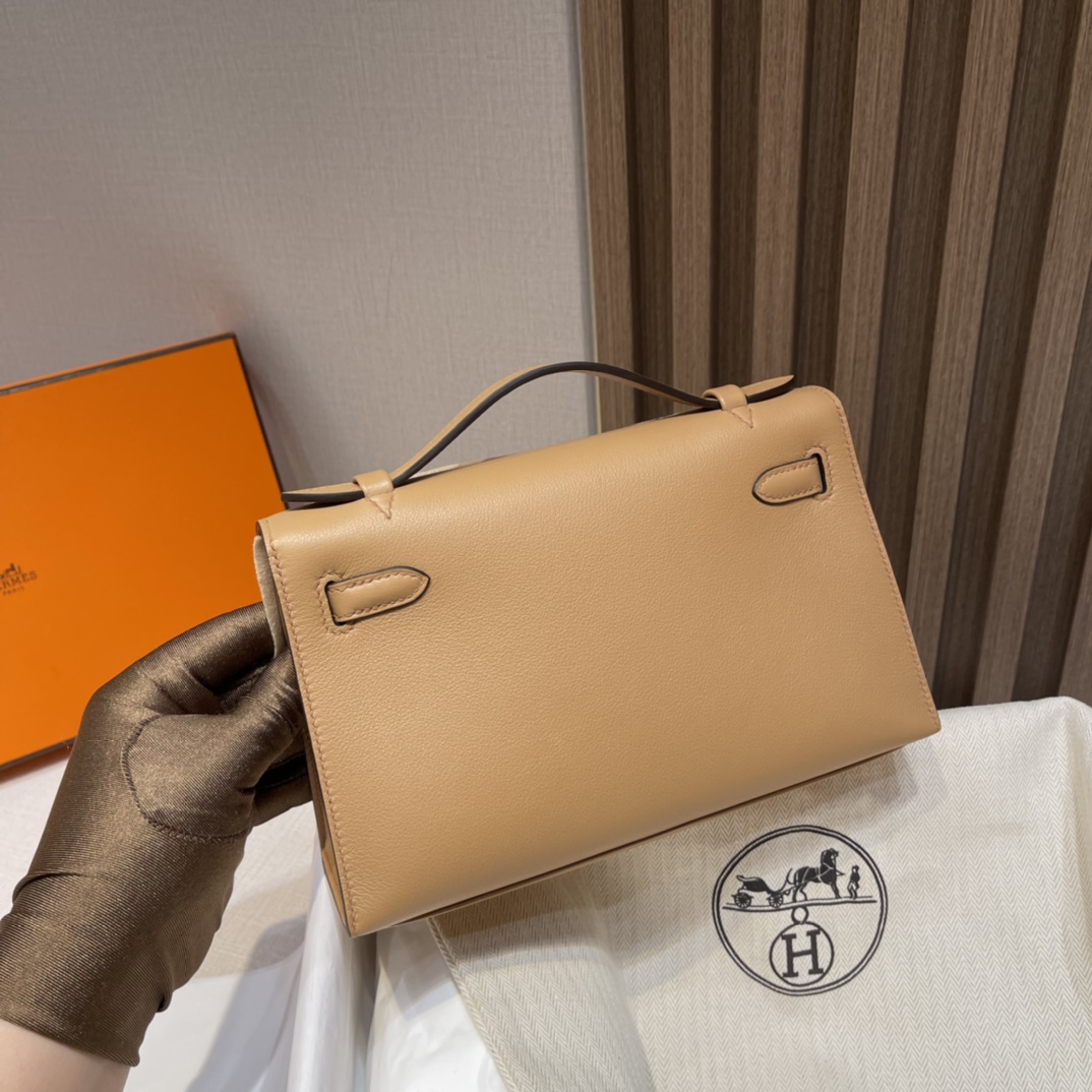 HERMES 爱马仕Mini Kelly 1代 0M 玛萨拉茶色 22cm 银扣 Swift皮 Birkinx娇娇名品