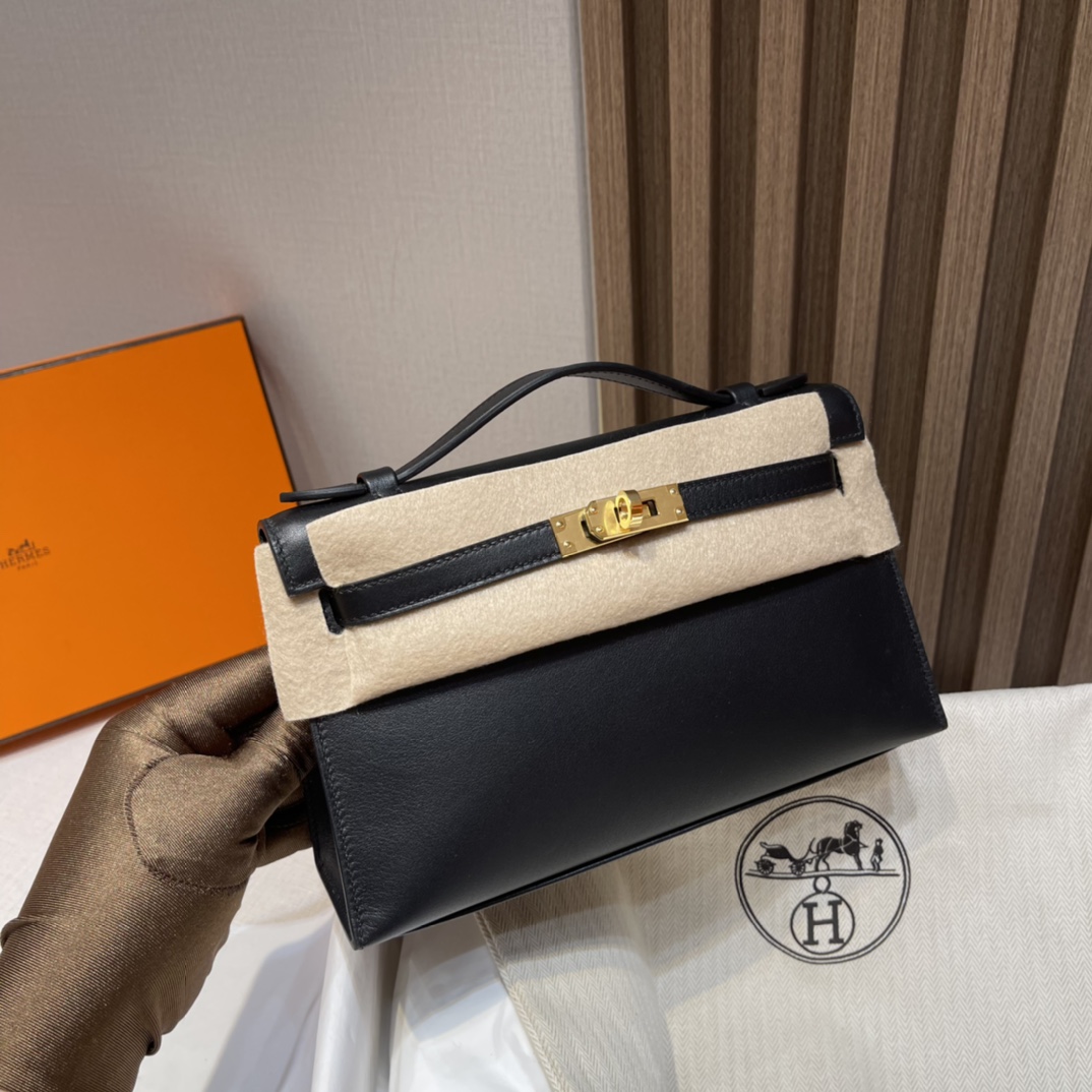 HERMES 爱马仕Mini Kelly 1代 CC89 Nior 经典黑 22cm 金扣 Swift皮 Birkinx娇娇名品