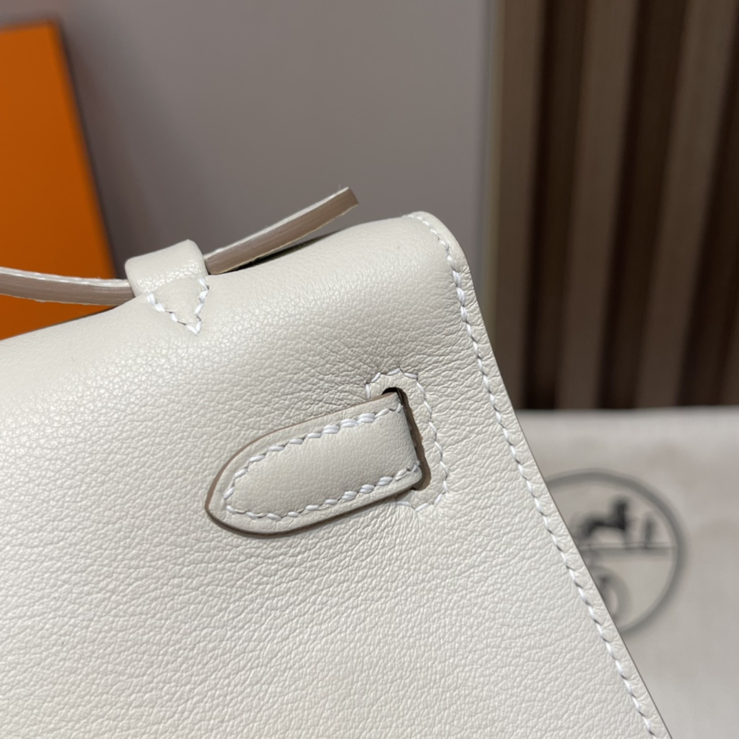 HERMES 爱马仕Mini Kelly 1代 10 Craie奶昔白 22cm 银扣 Swift皮 Birkinx娇娇名品
