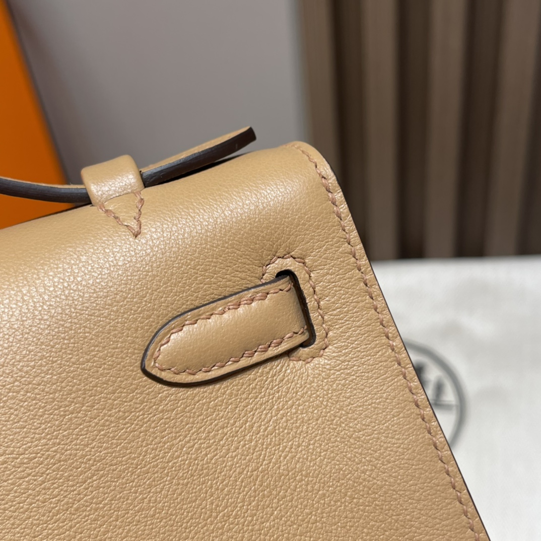 HERMES 爱马仕Mini Kelly 1代 0M 玛萨拉茶色 22cm 银扣 Swift皮 Birkinx娇娇名品