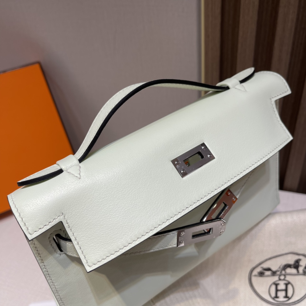 HERMES 爱马仕Mini Kelly 1代 0S 气泡绿 22cm 银扣 Swift皮 Birkinx娇娇名品