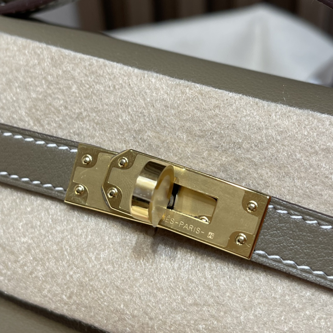 HERMES 爱马仕Mini Kelly 1代 8C Gri Elephant 大象灰 22cm 金扣 Swift皮 Birkinx娇娇名品