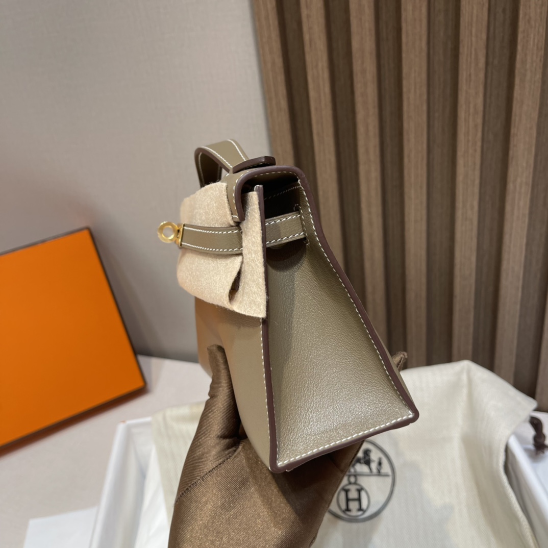 HERMES 爱马仕Mini Kelly 1代 8C Gri Elephant 大象灰 22cm 金扣 Swift皮 Birkinx娇娇名品