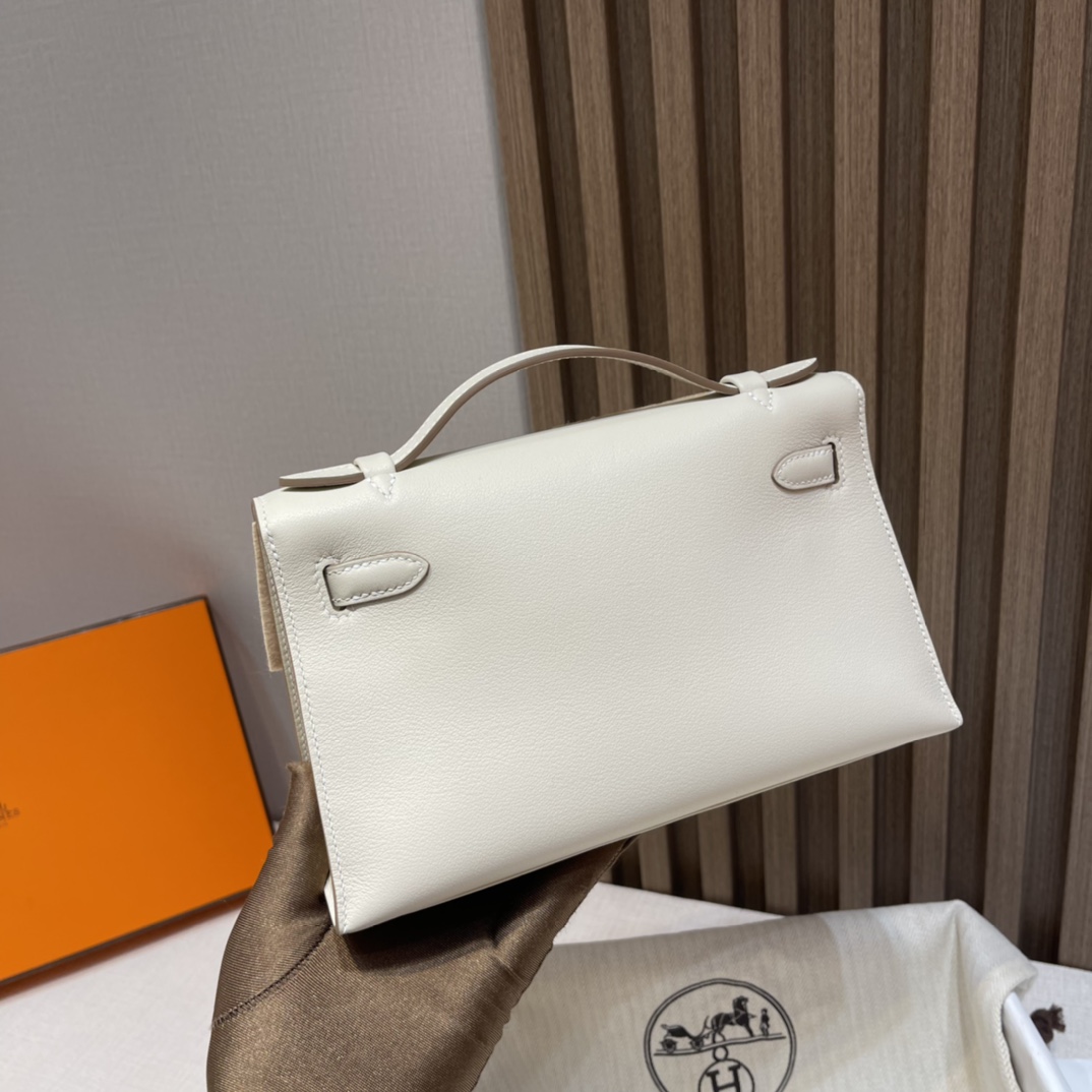 HERMES 爱马仕Mini Kelly 1代 10 Craie奶昔白 22cm 银扣 Swift皮 Birkinx娇娇名品