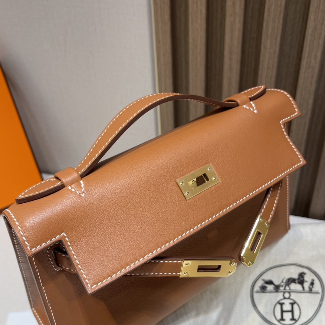HERMES 爱马仕Mini Kelly 1代 CK37 金棕色 22cm 金扣 Swift皮 Birkinx娇娇名品