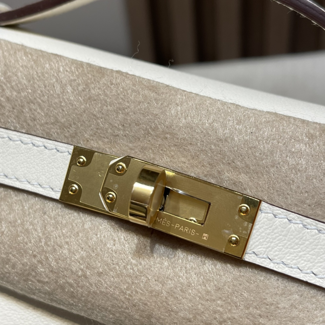 HERMES 爱马仕Mini Kelly 1代 i2 奶油白 22cm 金扣 Swift皮 Birkinx娇娇名品