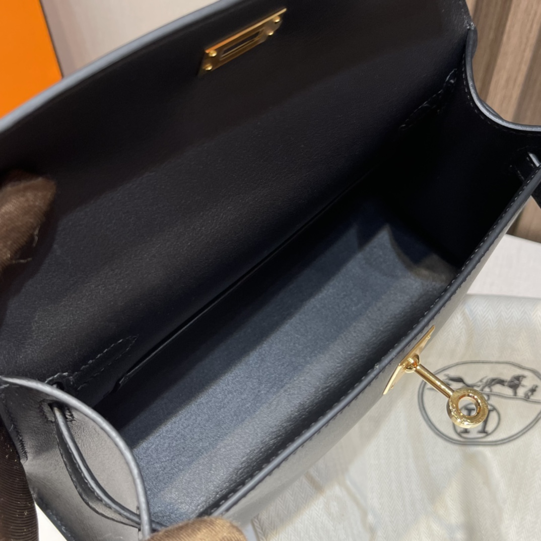 HERMES 爱马仕Mini Kelly 1代 CC89 Nior 经典黑 22cm 金扣 Swift皮 Birkinx娇娇名品