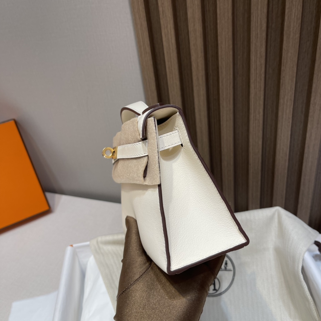 HERMES 爱马仕Mini Kelly 1代 i2 奶油白 22cm 金扣 Swift皮 Birkinx娇娇名品
