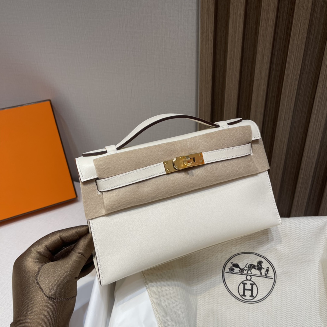HERMES 爱马仕Mini Kelly 1代 i2 奶油白 22cm 金扣 Swift皮 Birkinx娇娇名品