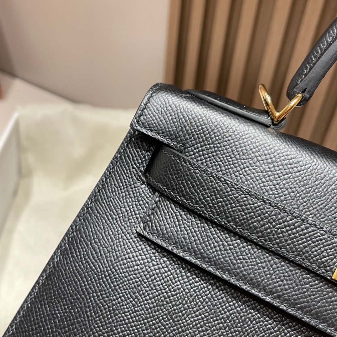 HERMES 爱马仕 Kelly 28cm Epsom皮 CC89 Nior经典黑 进口蜜蜡线 全手工制作