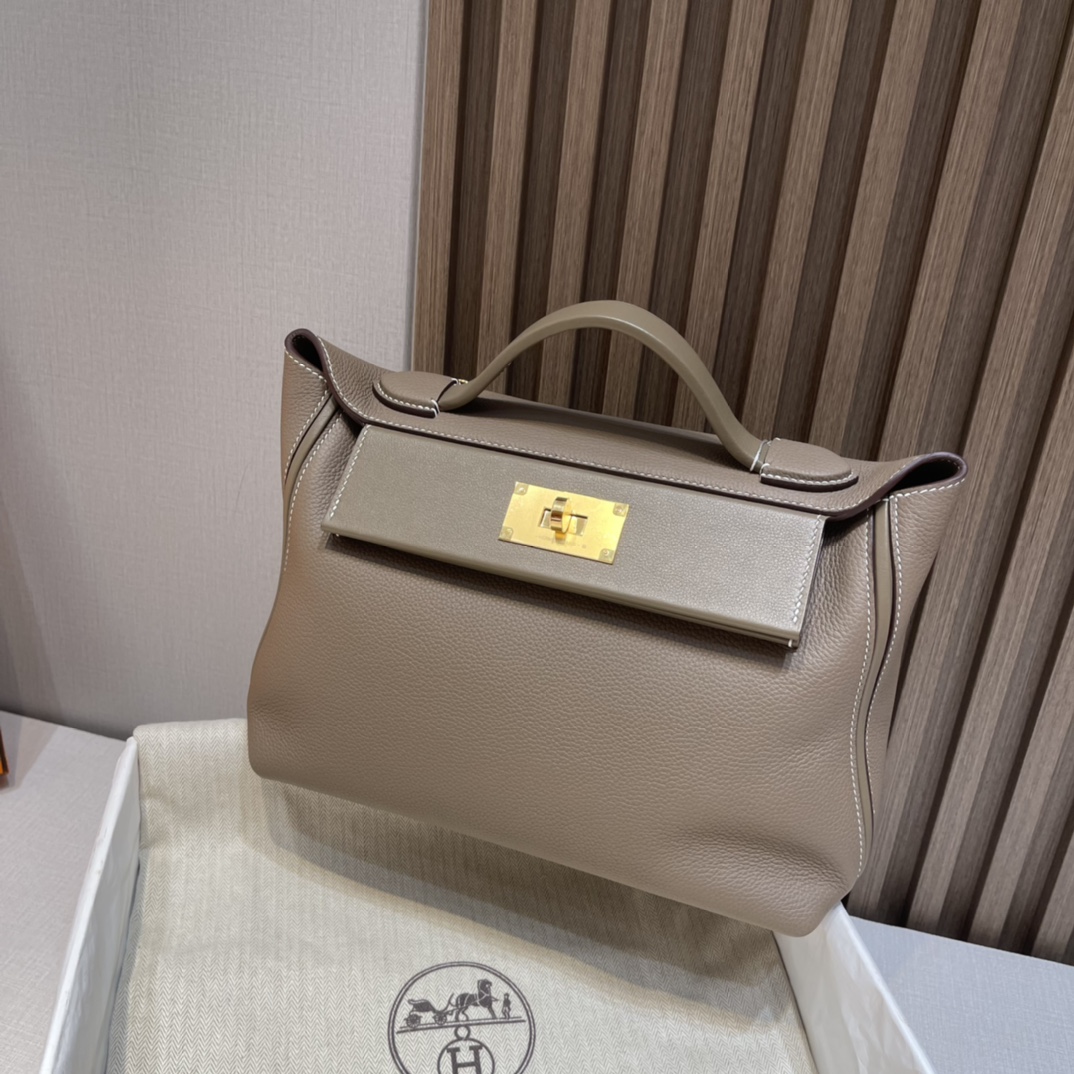HERMES 爱马仕 Kelly2424 8C Gri Elephant 大象灰 进口蜜蜡线 全手工制作