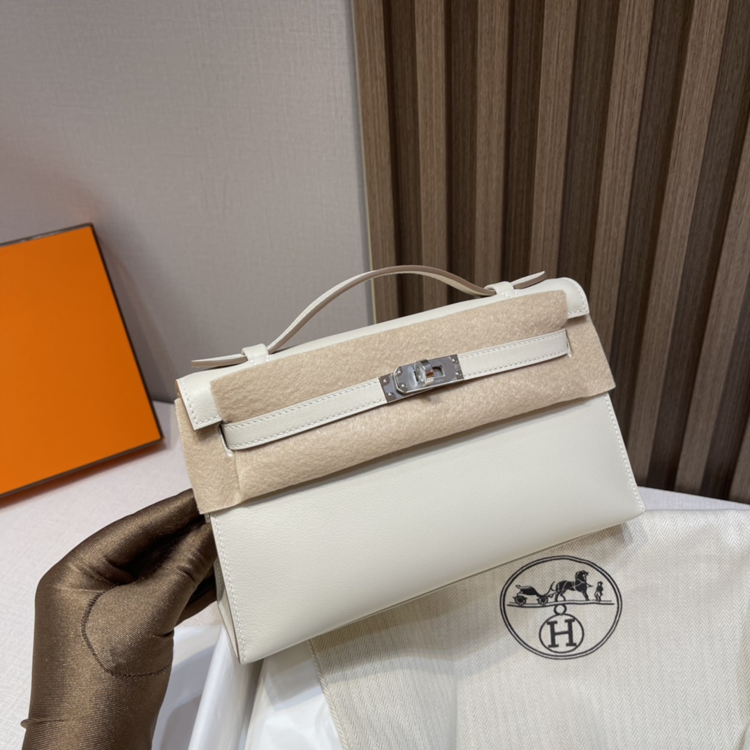 HERMES 爱马仕Mini Kelly 1代 10 Craie奶昔白 22cm 银扣 Swift皮 Birkinx娇娇名品