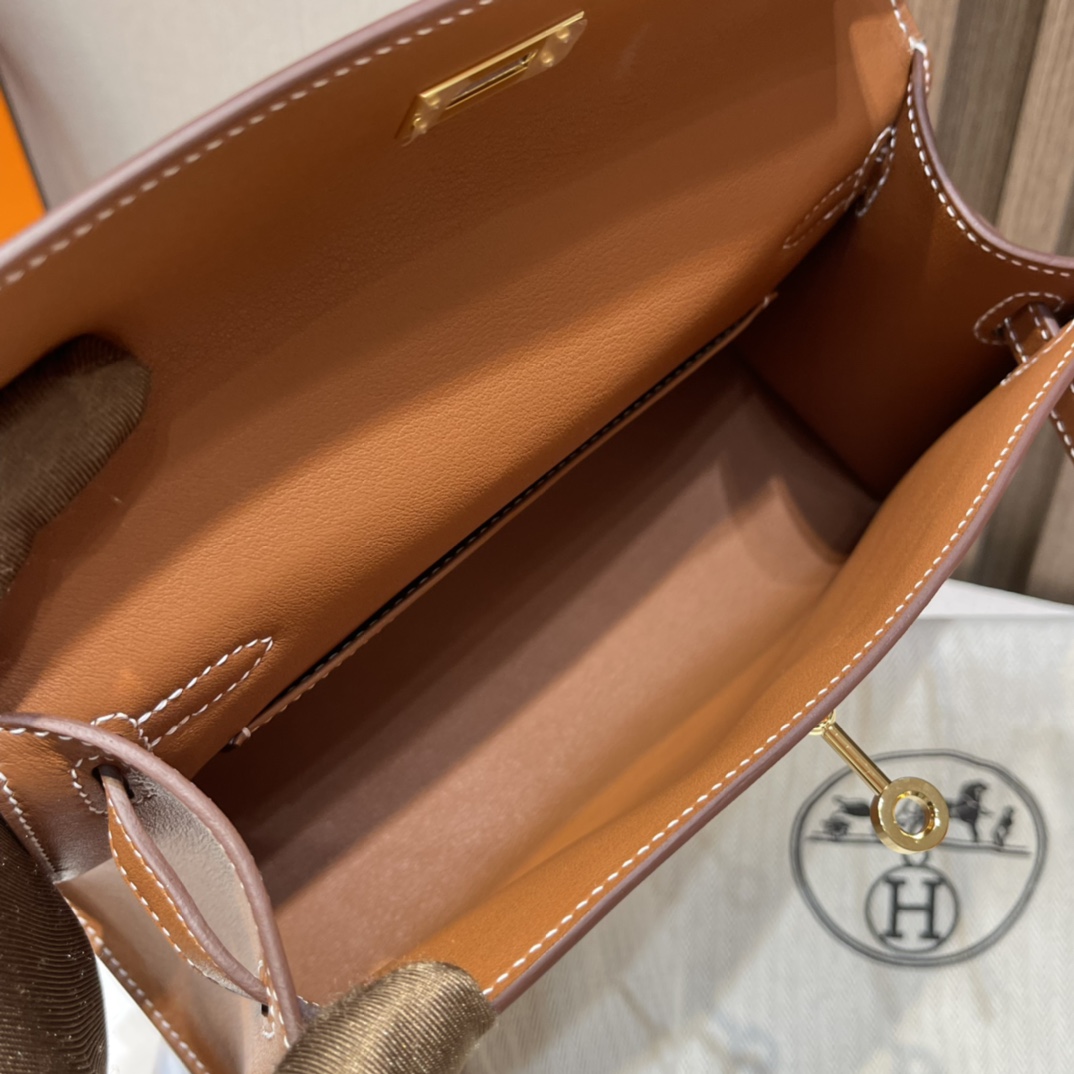 HERMES 爱马仕Mini Kelly 1代 CK37 金棕色 22cm 金扣 Swift皮 Birkinx娇娇名品