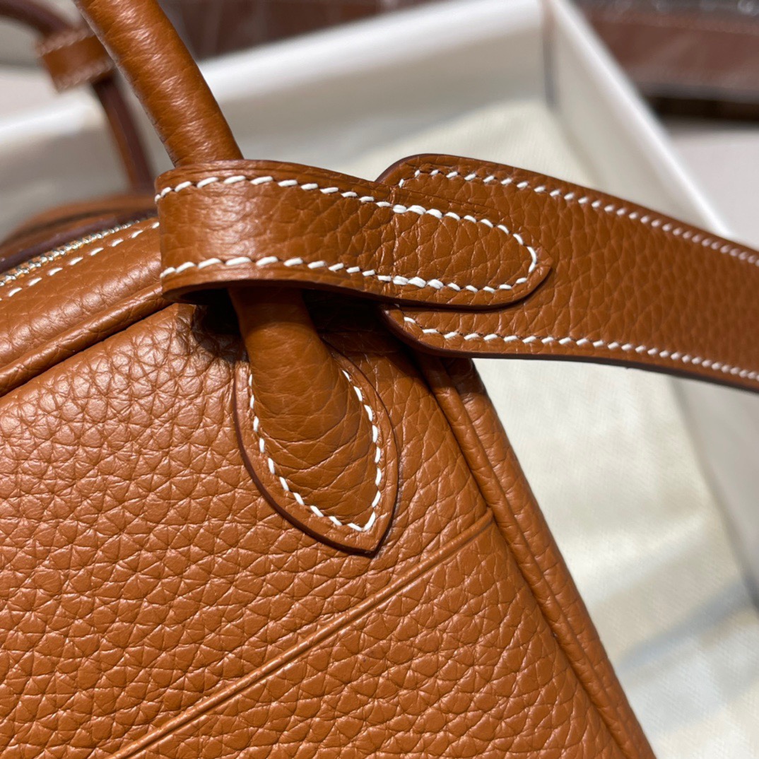 HERMES 爱马仕 Lindy 18cm CK37 金棕色 TOGO 进口蜜蜡线 全手工制作