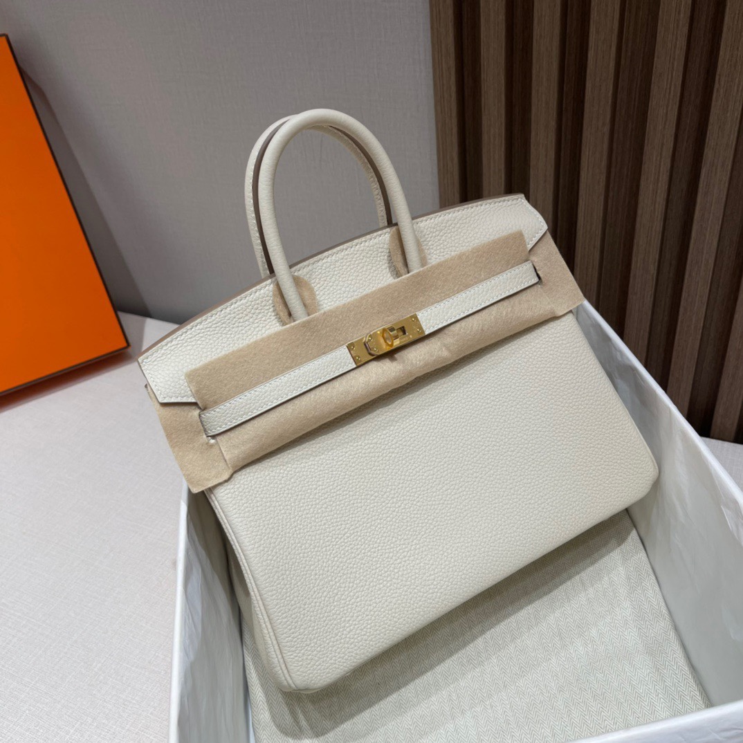 HERMES 爱马仕 Birkin 25cm 10 Craie 奶昔白 进口蜜蜡线 全手工制作 娇娇名品