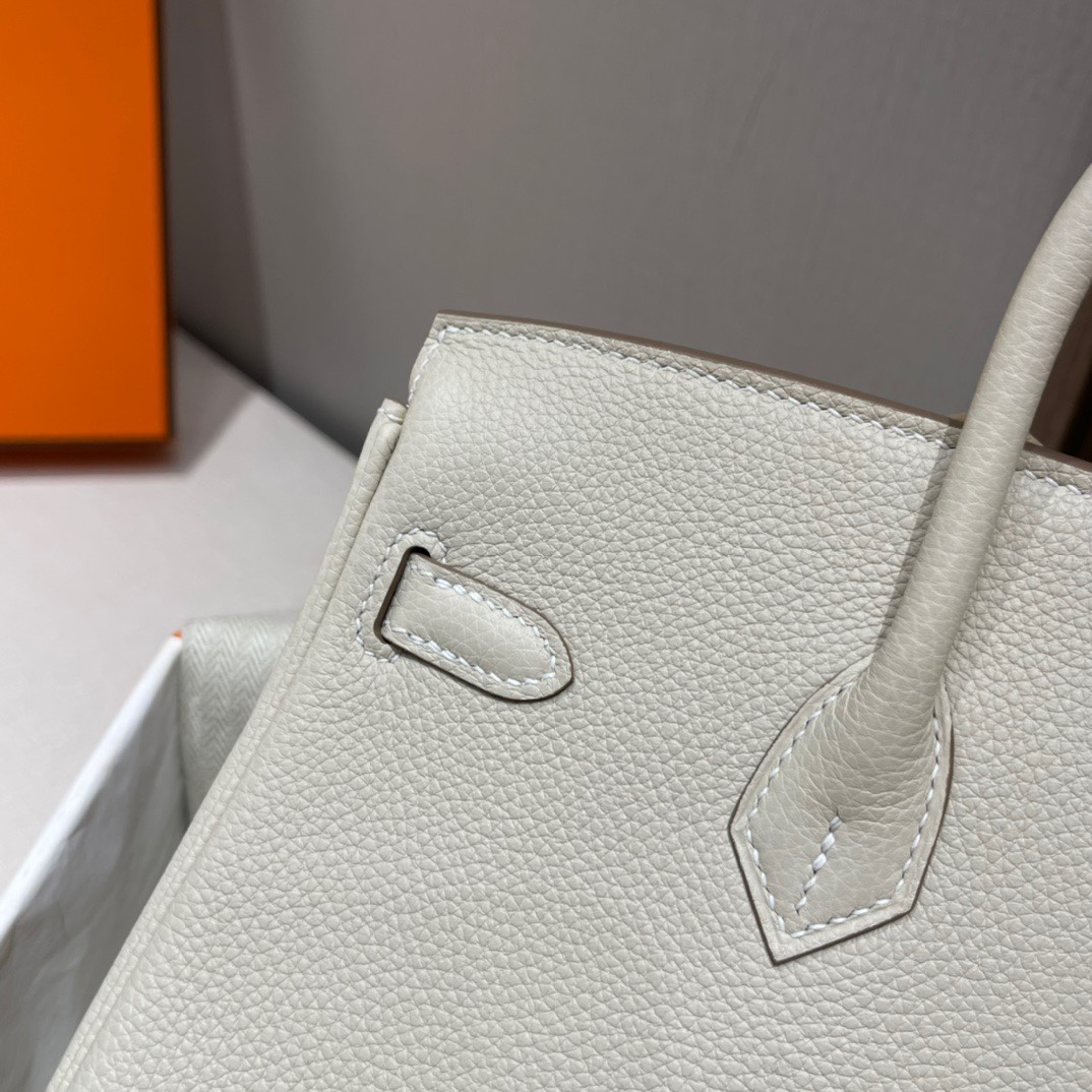 HERMES 爱马仕 Birkin 25cm 10 Craie 奶昔白 进口蜜蜡线 全手工制作 娇娇名品