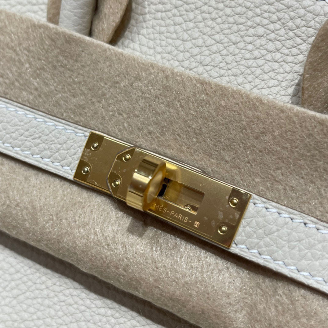 HERMES 爱马仕 Birkin 25cm 10 Craie 奶昔白 进口蜜蜡线 全手工制作 娇娇名品