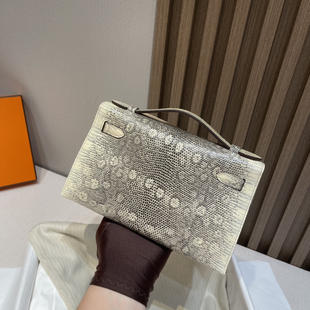 HERMES 爱马仕Mini Kelly 1代 迷你凯莉 1B 雪花色 蜥蜴皮 Birkinx娇娇名品
