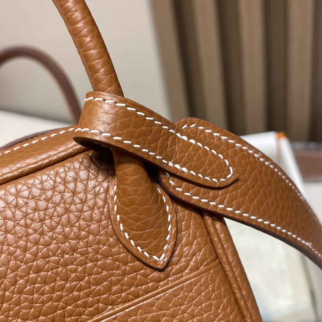 HERMES 爱马仕 Mini Lindy CK37 金棕色 Togo皮 20cm 娇娇名品