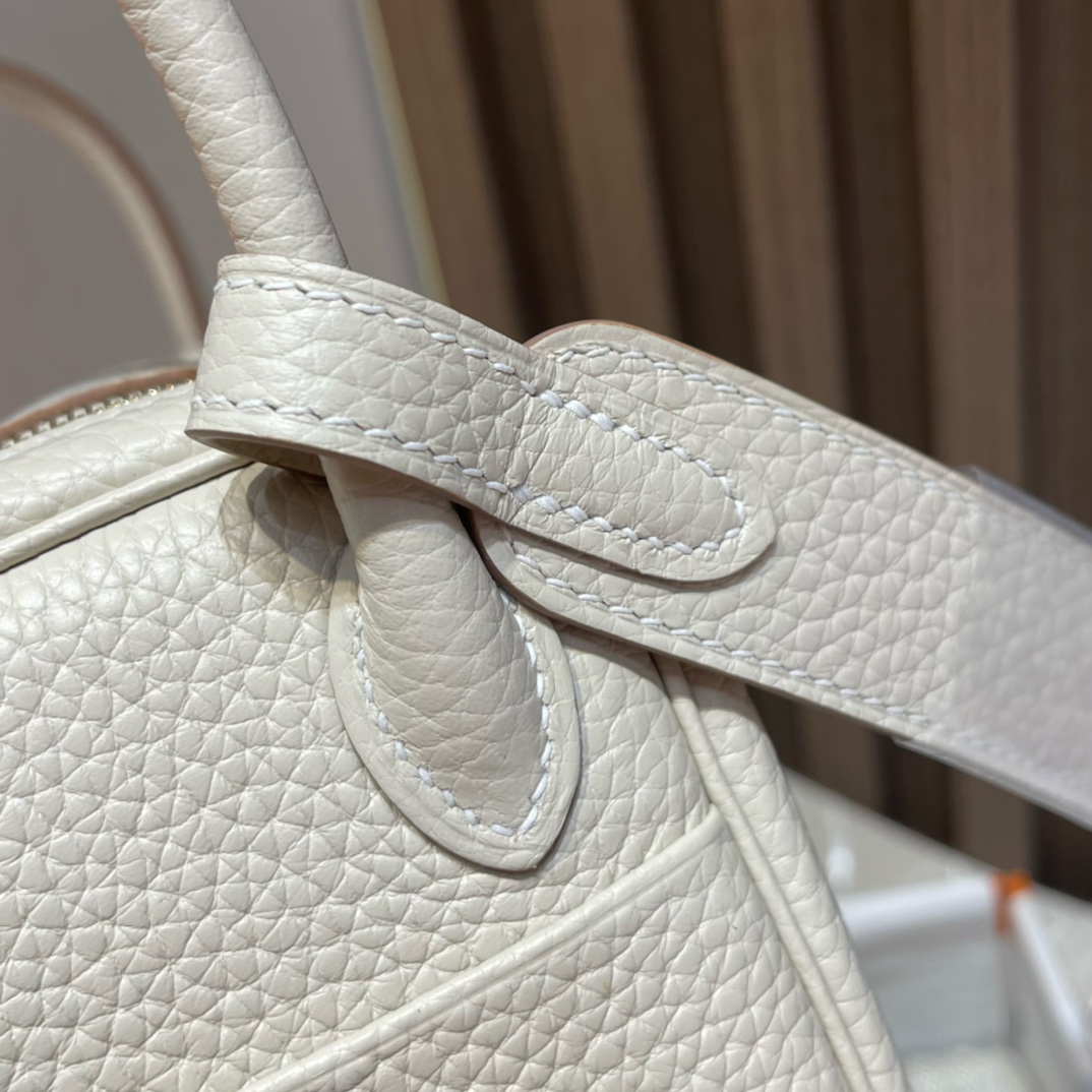 HERMES 爱马仕 Mini Lindy 10 Craie粉笔白 Togo皮 20cm